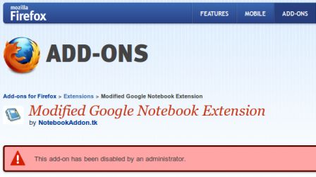 Google Notes Add-on for Firefox