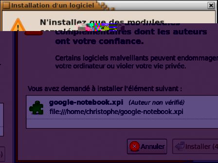 Installation de Google Bloc-notes, oct. 2009 Installation de Google Bloc-notes